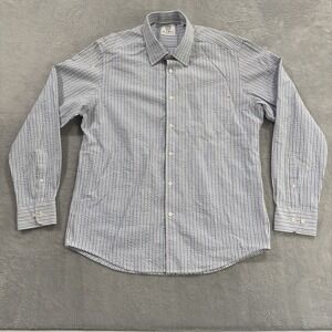 SCARCI La Buona Vita Button Shirt Men's XL White Blue Plaid Made in Italy